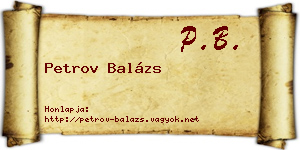 Petrov Balázs névjegykártya