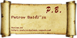 Petrov Balázs névjegykártya